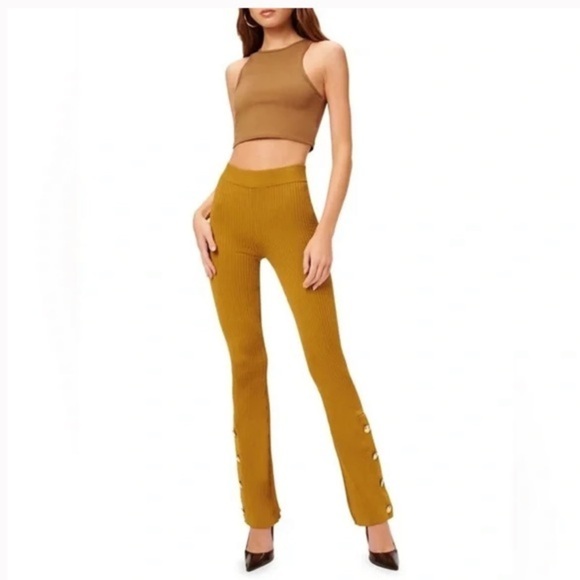 NWT Good American Rib Knit Flared Boss Pants Size 2 or Medium - Picture 1 of 7